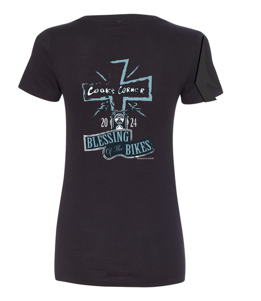 Womens V Neck Bike Blessing '24