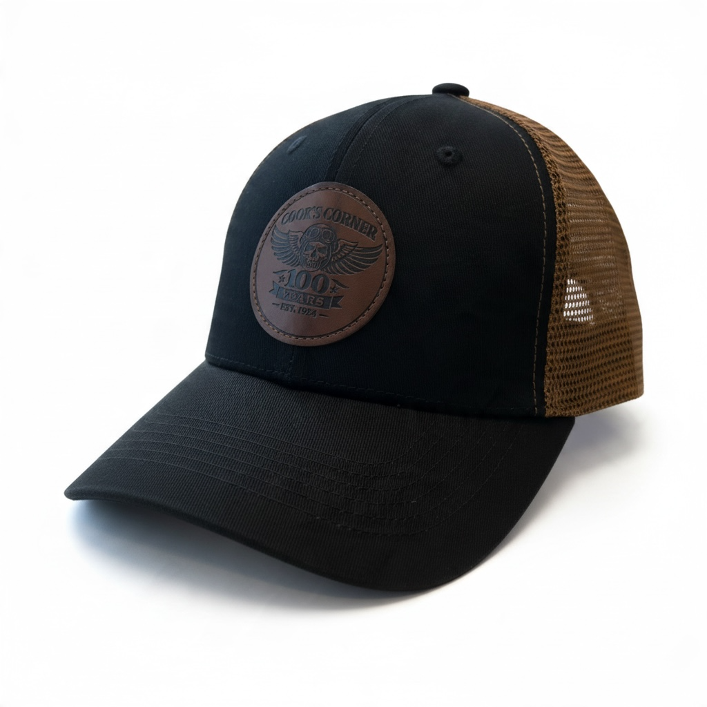 Brown Baseball Hat Leather Patch
